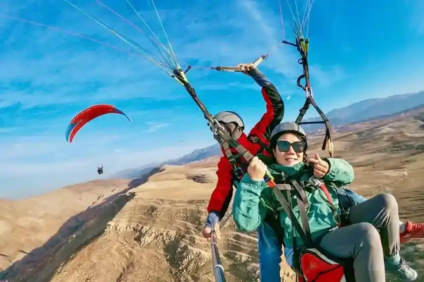 Paragliding in Marrakech with Atlas Mountain views