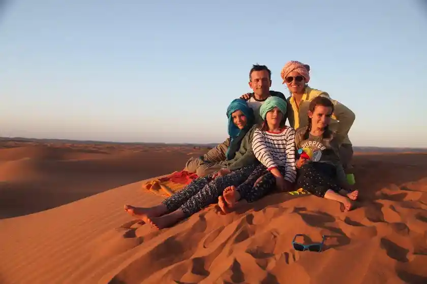 Family enjoying Morocco desert tour