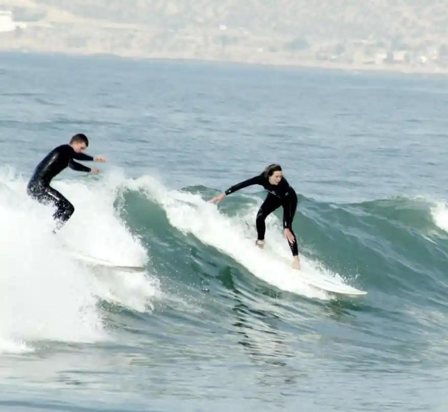 Surfing in Taghazout on Morocco Atlantic coast
