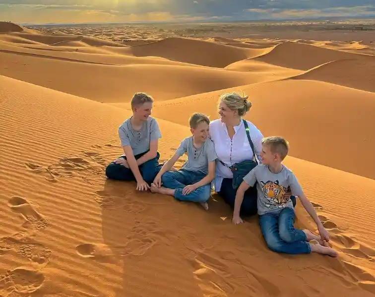 Family enjoying Morocco desert tour