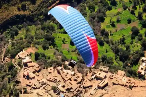 Paragliding in Marrakech with Atlas Mountain views